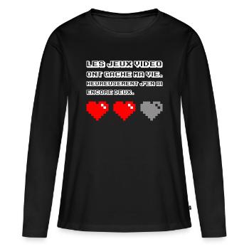Les jeux vidéo ont gâché ma vie - T-shirt manches longues Premium bio Femme - noir - Devant - Julia (174cm)