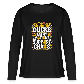  Ducks Are My Emotional Support Chaos Lustige - Frauen Premium Bio Langarmshirt - Schwarz - Vorne - Julia (174cm)