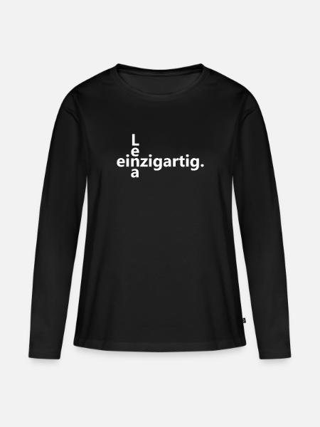 Einzigartig - Lena. - Frauen Premium Bio Langarmshirt - Schwarz
