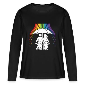 Save_Space_LGBTQ Bouclier arc-en-ciel - T-shirt manches longues Premium bio Femme - noir - Devant - Julia (174cm)