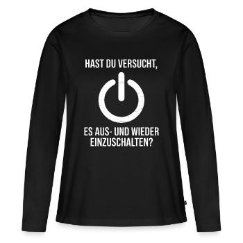 Power-Taste: Neustart Design - Frauen Premium Bio Langarmshirt - Schwarz - Vorne - Julia (174cm)