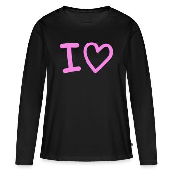 Ich liebe Herz-Silhouette - Frauen Premium Bio Langarmshirt - Schwarz - Vorne - Julia (174cm)