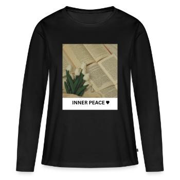 Paix intérieure - T-shirt manches longues Premium bio Femme - noir - Devant - Julia (174cm)