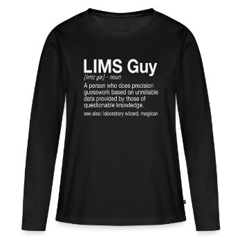 LIMS Laboratoire Guy Gestion de l’Information Main-d’œuvre - T-shirt manches longues Premium bio Femme - noir - Devant - Julia (174cm)