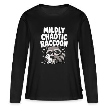 Un raton laveur légèrement chaotique, drôle - T-shirt manches longues Premium bio Femme - noir - Devant - Julia (174cm)