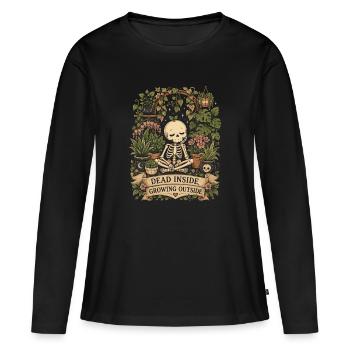 Les plantes mortes poussent à l’intérieur - T-shirt manches longues Premium bio Femme - noir - Devant - Julia (174cm)