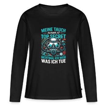  Meine Tauchtechnik Ist Top Secret Nichtmal Ich - Frauen Premium Bio Langarmshirt - Schwarz - Vorne - Julia (174cm)