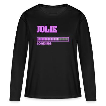 Jolie en naissance - T-shirt manches longues Premium bio Femme - noir - Devant - Julia (174cm)