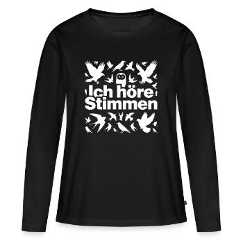 Vogelstimmen - Frauen Premium Bio Langarmshirt - Schwarz - Vorne - Julia (174cm)