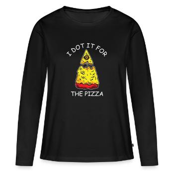 Pizza, amateurs de pizza - T-shirt manches longues Premium bio Femme - noir - Devant - Julia (174cm)