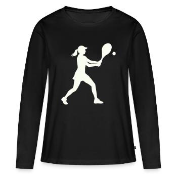 Tennis Player Silhouette - Women's Premium Organic Long Sleeve Shirt - black - Front - Julia (174cm)