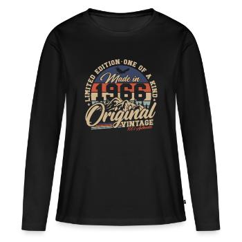 60e anniversaire 60 ans 1966 Né - T-shirt manches longues Premium bio Femme - noir - Devant - Julia (174cm)