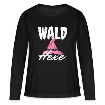 Wald Hexe Rosa Hexenhut Herzen Girly Fantasy - Frauen Premium Bio Langarmshirt - Schwarz - Vorne - Julia (174cm)