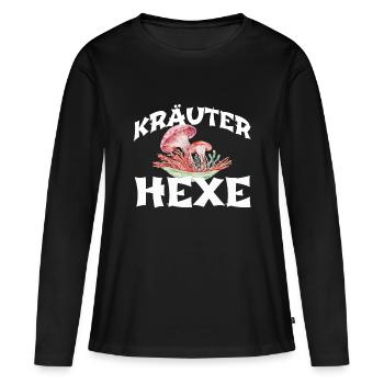 Kräuter Hexe Pilze Natur Botanik Hexen Design - Frauen Premium Bio Langarmshirt - Schwarz - Vorne - Julia (174cm)