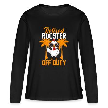 Agriculteur à la retraite Coq Retraité Volaille Poulet - T-shirt manches longues Premium bio Femme - noir - Devant - Julia (174cm)