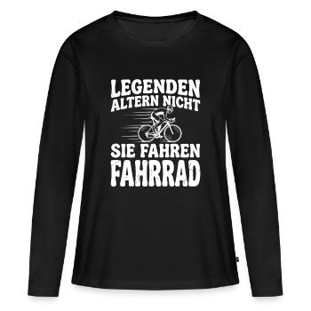 legenden altern nicht sie fahren fahrrad - Frauen Premium Bio Langarmshirt - Schwarz - Vorne - Julia (174cm)