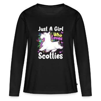 Terrier écossais - T-shirt manches longues Premium bio Femme - noir - Devant - Julia (174cm)