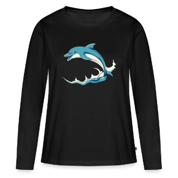 Dauphin Dauphins T-shirt Cadeau - T-shirt manches longues Premium bio Femme - noir - Devant - Julia (174cm)