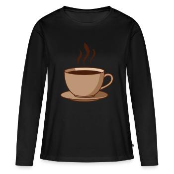 Cadeau de tasse de café - T-shirt manches longues Premium bio Femme - noir - Devant - Julia (174cm)