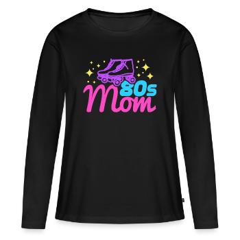 Maman des années 80 - T-shirt manches longues Premium bio Femme - noir - Devant - Julia (174cm)