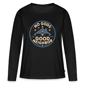 Atheistic, friendly, atheistic, - Women's Premium Organic Long Sleeve Shirt - black - Front - Julia (174cm)