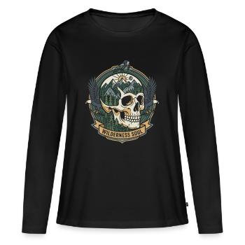Randonnée. Adventur en plein air - Âme de la nature sauvage - T-shirt manches longues Premium bio Femme - noir - Devant - Julia (174cm)