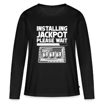 Joueur de casino installant le jackpot Veuillez patienter - T-shirt manches longues Premium bio Femme - noir - Devant - Julia (174cm)
