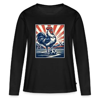 Frankreich Hahn Fußball Fan Motiv Wappentier  - Frauen Premium Bio Langarmshirt - Schwarz - Vorne - Julia (174cm)