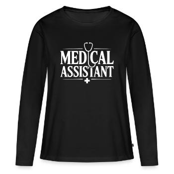 assistant médical - T-shirt manches longues Premium bio Femme - noir - Devant - Julia (174cm)