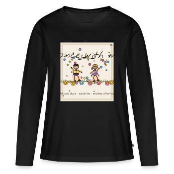 Enfants dansants dans le jardin de fleurs - T-shirt manches longues Premium bio Femme - noir - Devant - Julia (174cm)