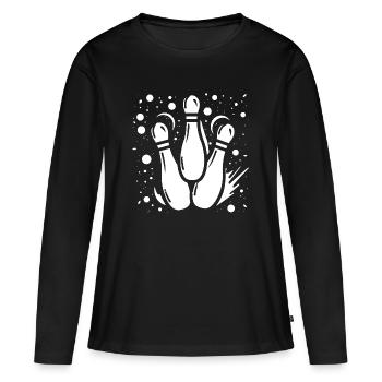 Bowling - T-shirt manches longues Premium bio Femme - noir - Devant - Julia (174cm)