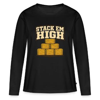 Presseurs de foin Bourses de foin Saison de foin Équipe agricole - T-shirt manches longues Premium bio Femme - noir - Devant - Julia (174cm)