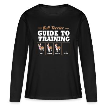 Bullterrier - Frauen Premium Bio Langarmshirt - Schwarz - Vorne - Julia (174cm)