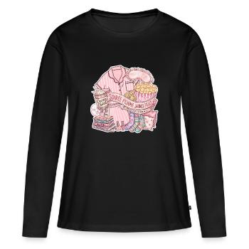 Soirée Pyjama Jeunes Filles - T-shirt manches longues Premium bio Femme - noir - Devant - Julia (174cm)