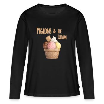 Tauben & Eiskugel - Frauen Premium Bio Langarmshirt - Schwarz - Vorne - Julia (174cm)
