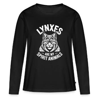 Lynx Dictions Lynx Drôle de cadeau de lynx - T-shirt manches longues Premium bio Femme - noir - Devant - Julia (174cm)