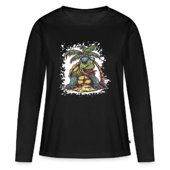 Turtle Summer Comic - Women's Premium Organic Long Sleeve Shirt - black - Front - Julia (174cm)