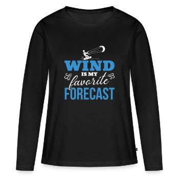 Wind Is My Favorite Forecast – Kitesurfing Design - Frauen Premium Bio Langarmshirt - Schwarz - Vorne - Julia (174cm)