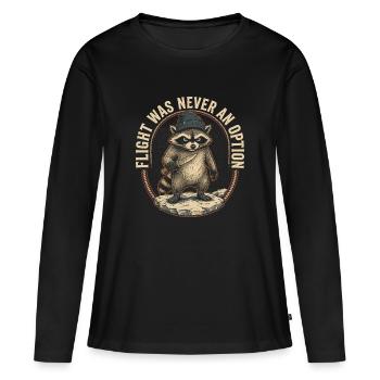 Courage des ratons laveurs : option Ne jamais s’échapper - T-shirt manches longues Premium bio Femme - noir - Devant - Julia (174cm)