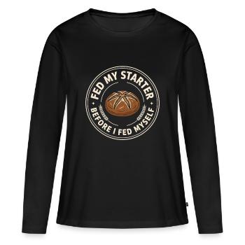 J’ai nourri mon levain avant de me servir de pain au levain drôle - T-shirt manches longues Premium bio Femme - noir - Devant - Julia (174cm)