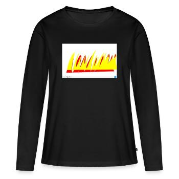 Lignes de flamme jaune-rouge - T-shirt manches longues Premium bio Femme - noir - Devant - Julia (174cm)