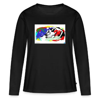 Lignes de batailles de couleur - T-shirt manches longues Premium bio Femme - noir - Devant - Julia (174cm)