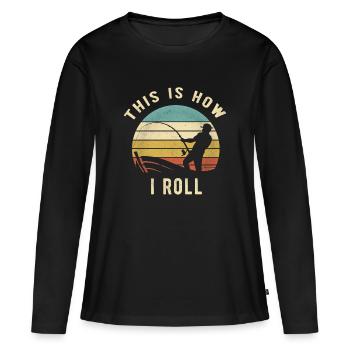 Voici comment je fais un cadeau de pêche rétro pour amateurs de bateaux - T-shirt manches longues Premium bio Femme - noir - Devant - Julia (174cm)
