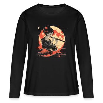 Portrait de la Fille à la Flûte - T-shirt manches longues Premium bio Femme - noir - Devant - Julia (174cm)