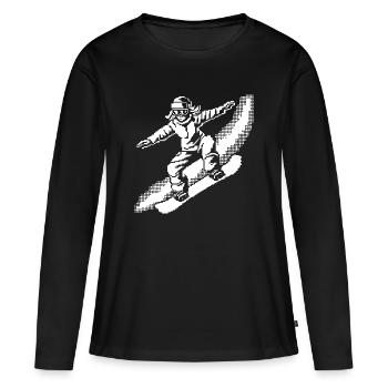 Graphisme Pixel Snowboarder - T-shirt manches longues Premium bio Femme - noir - Devant - Julia (174cm)