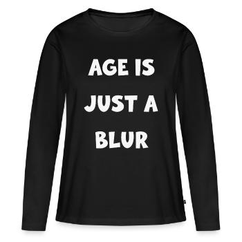 L’âge est juste flou - T-shirt manches longues Premium bio Femme - noir - Devant - Julia (174cm)