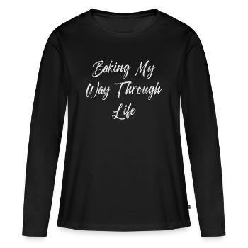 Pâtisser dans la vie - T-shirt manches longues Premium bio Femme - noir - Devant - Julia (174cm)