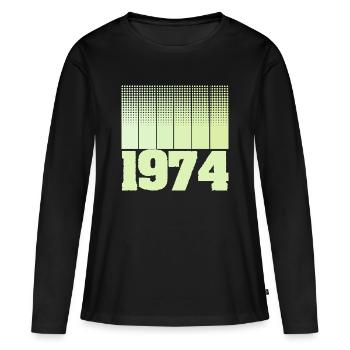1974 - T-shirt manches longues Premium bio Femme - noir - Devant - Julia (174cm)