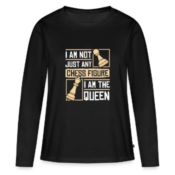 Échiquier des joueurs d’échecs - T-shirt manches longues Premium bio Femme - noir - Devant - Julia (174cm)