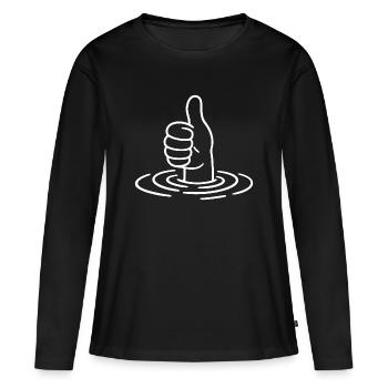 Pouce levé - pouce levé - main, vagues d’eau - T-shirt manches longues Premium bio Femme - noir - Devant - Julia (174cm)